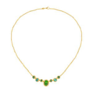 Collier 750 Gelbgold mit Tsavorit, Starlit und Turmalin