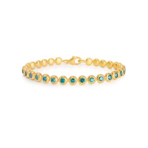 Armband 750 Gelbgold mit 33 oceanblue Diamanten