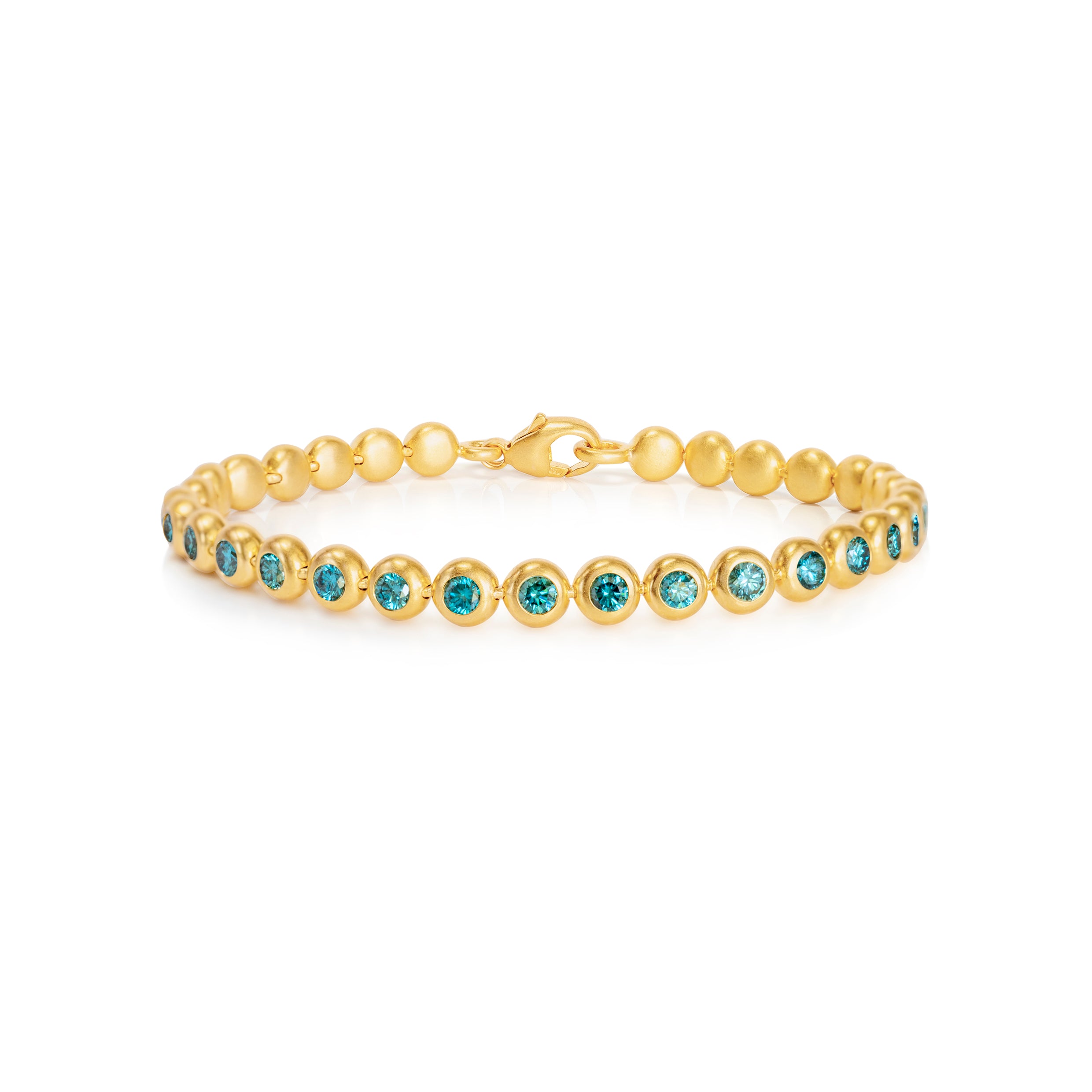 Armband 750 Gelbgold mit 33 oceanblue Diamanten
