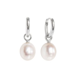 Klappcreolen "Wiener Brisur" 750 Weißgold mit Perleinhängern