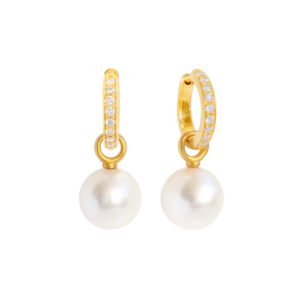 Klappcreolen 750 Gelbgold mit Brillanten und Perleinhängern