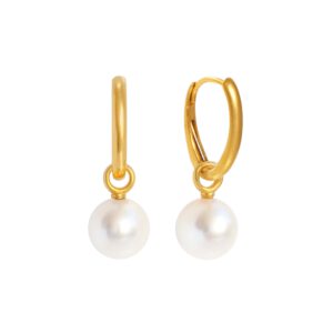 Klappcreolen 750 Gelbgold mit Perleinhängern