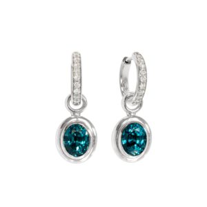 Klappcreolen 750 Weißgold mit Brillanten und Starlit Einhängern