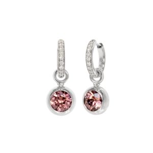 Klappcreolen 750 Weißgold mit Brillanten und Hyazinth Einhängern