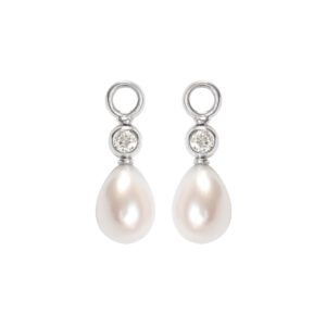 Einhänger für Klappcreolen mit Brillanten und Süßwasserperlen