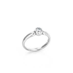 Solitärring 750 Weißgold Zargenfassung mit einem Brillant