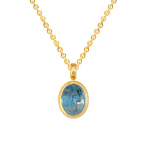 Anhänger 750 Gelbgold mit Aquamarin Cabochon