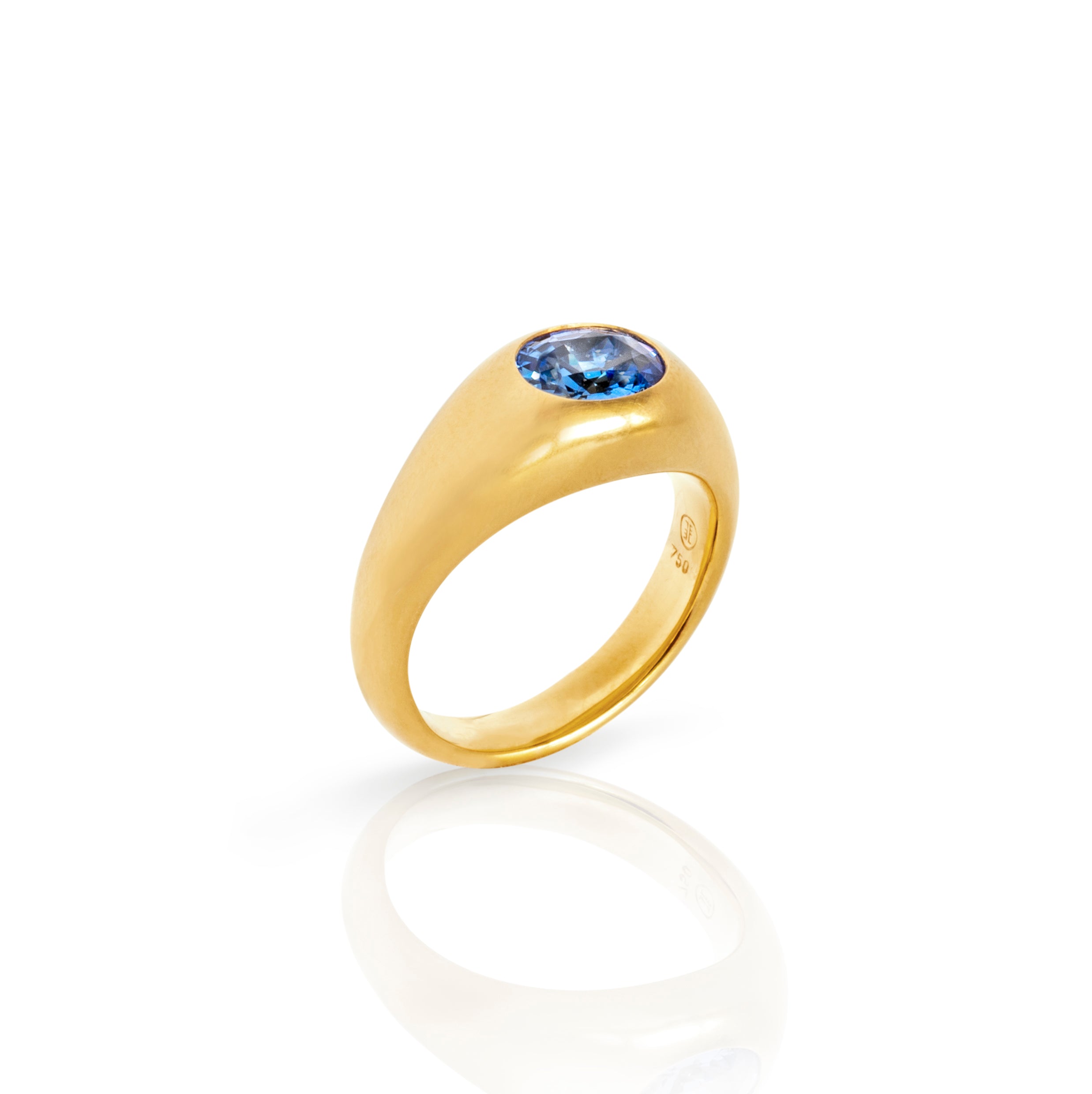 Bandring 750 Gelbgold mit einem Saphir