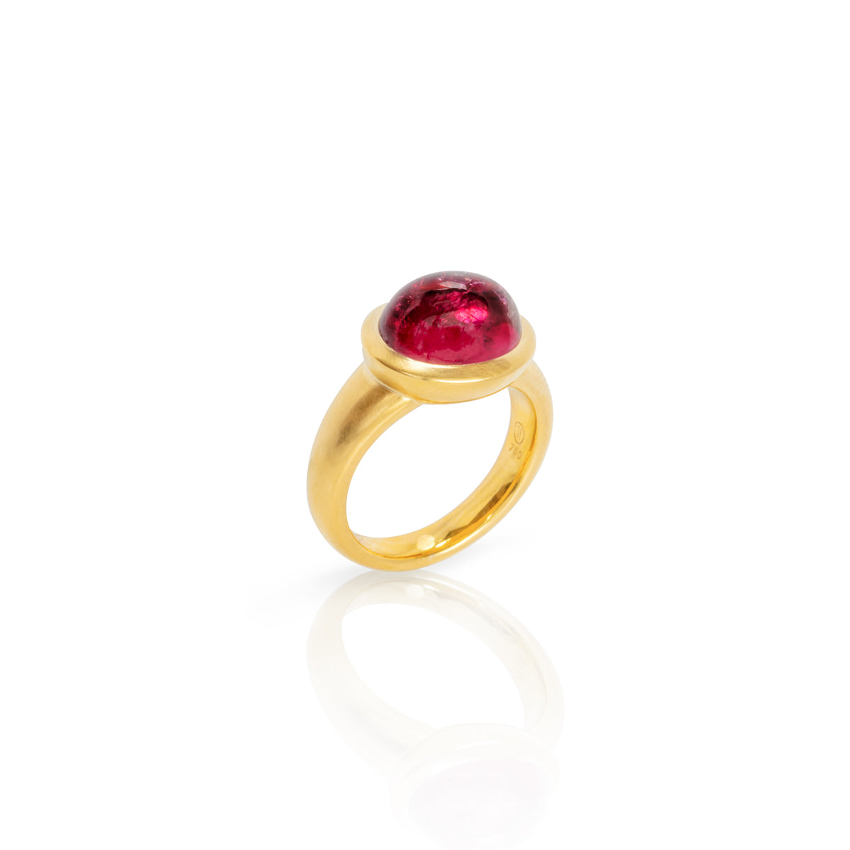 Ring 750 Gelbgold mit Rubellit Cabochon