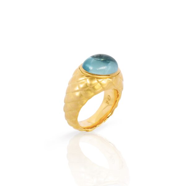 Bandring mit Drachenmuster und Aquamarin