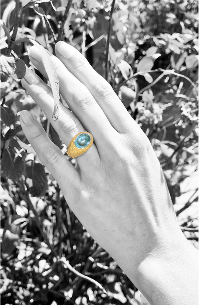 Bandring mit Drachenmuster und Aquamarin - Image 2