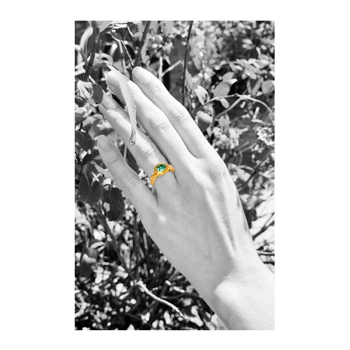 Ring "Volute" 750 Gelbgold mit einem grünen Turmalin - Image 2