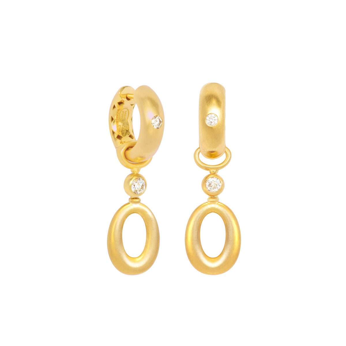 Klappcreolen 750 Gelbgold mit Brillant und Loop- Einhängern