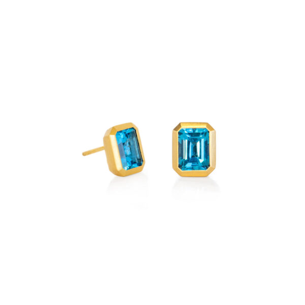 Ohrstecker mit Blautopas Achtecken