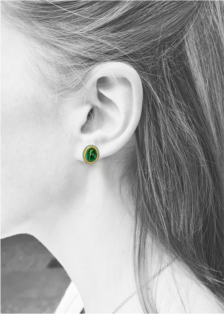 Vario Ohrschmuck Oberteile mit Turmalin Cabochons - Image 2