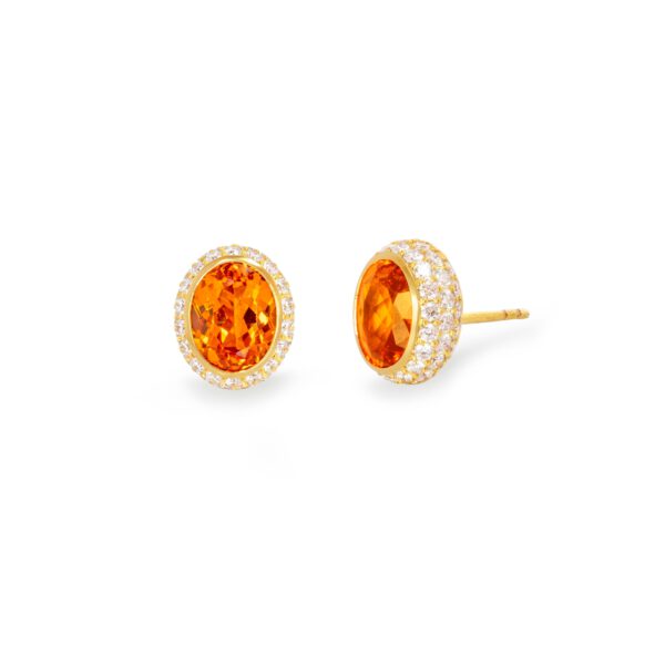 Vario Ohrschmuck Oberteile mit Mandaringranaten und Brillanten