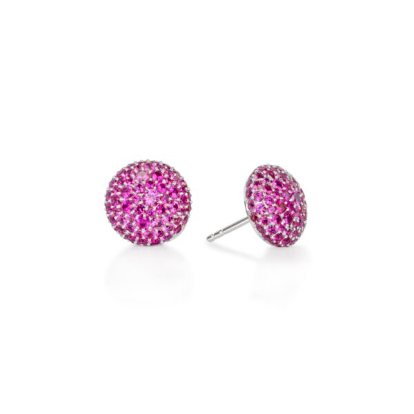 Vario Ohrschmuck Oberteile rund mit pink Saphiren