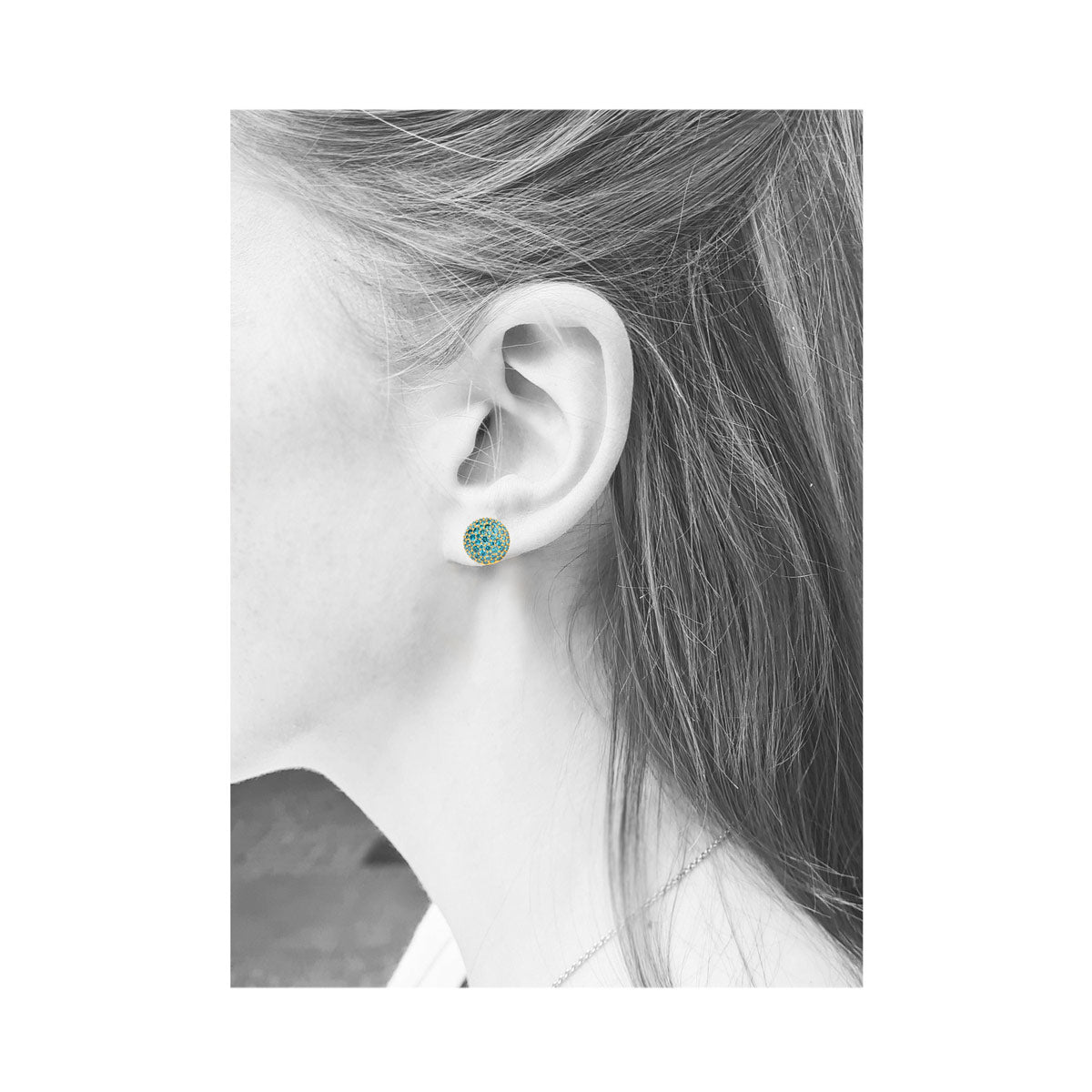 Vario Ohrschmuck Oberteile rund mit ocean blue diamonds - Image 2