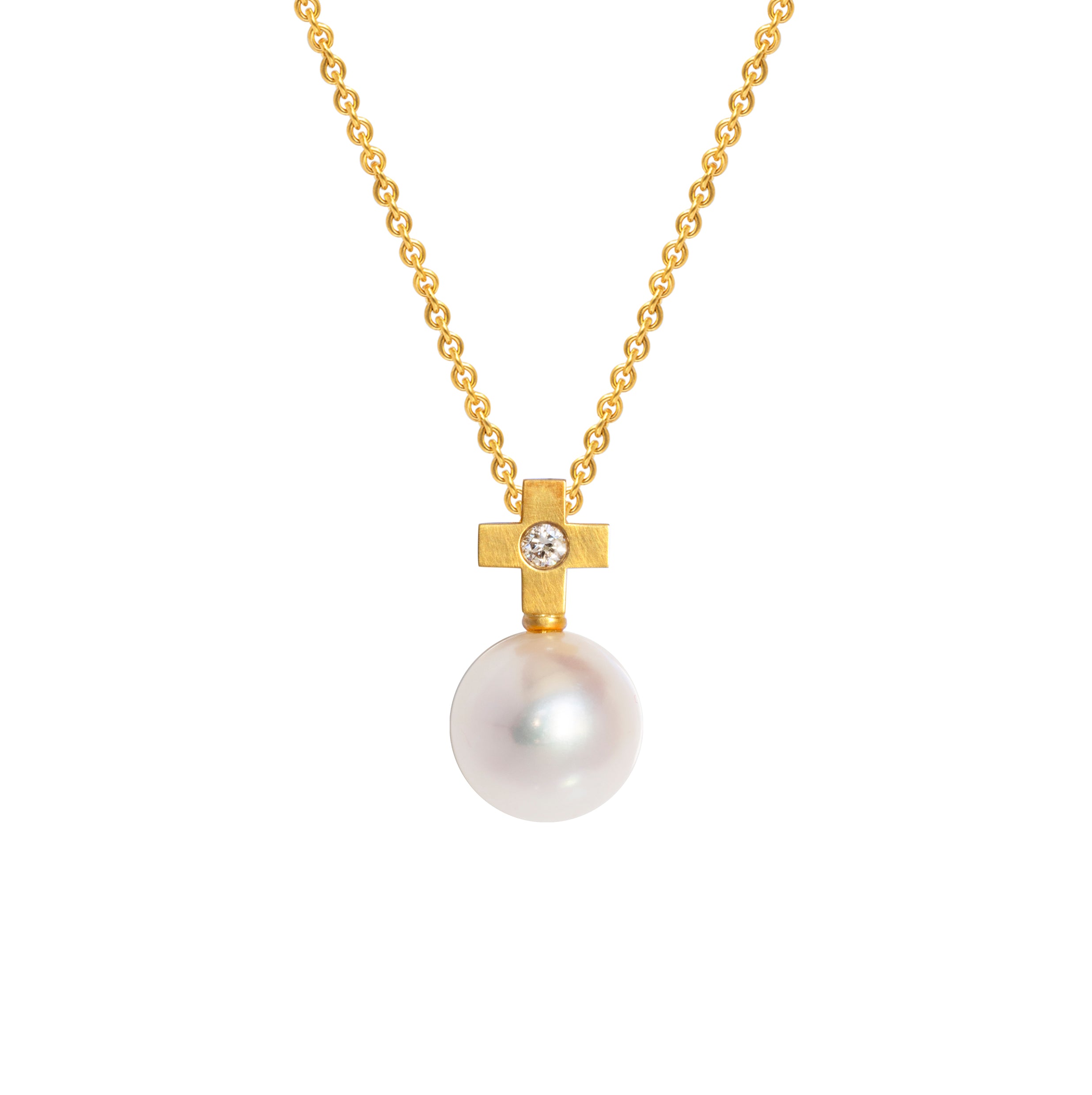 Anhänger 750 Gelbgold mit Brillant und Perle
