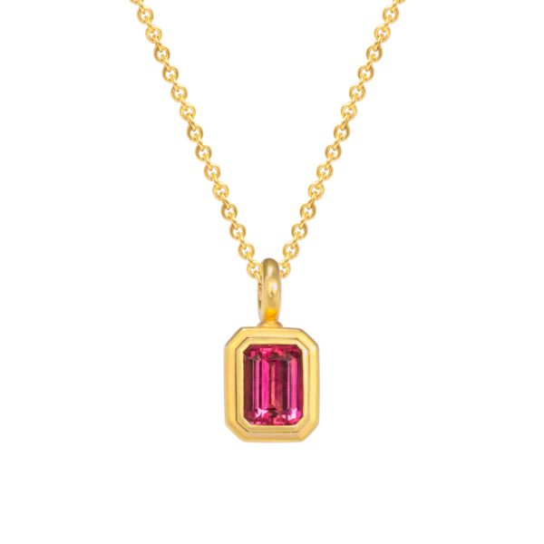 Anhänger 750 Gelbgold mit Rubellit
