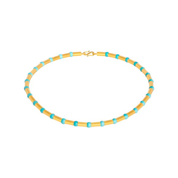 Collier 750 Gelbgold mit Türkiskugeln