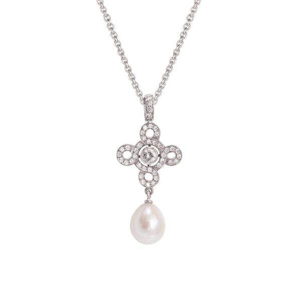 Anhänger 750 Weißgold mit Brillanten und Perle