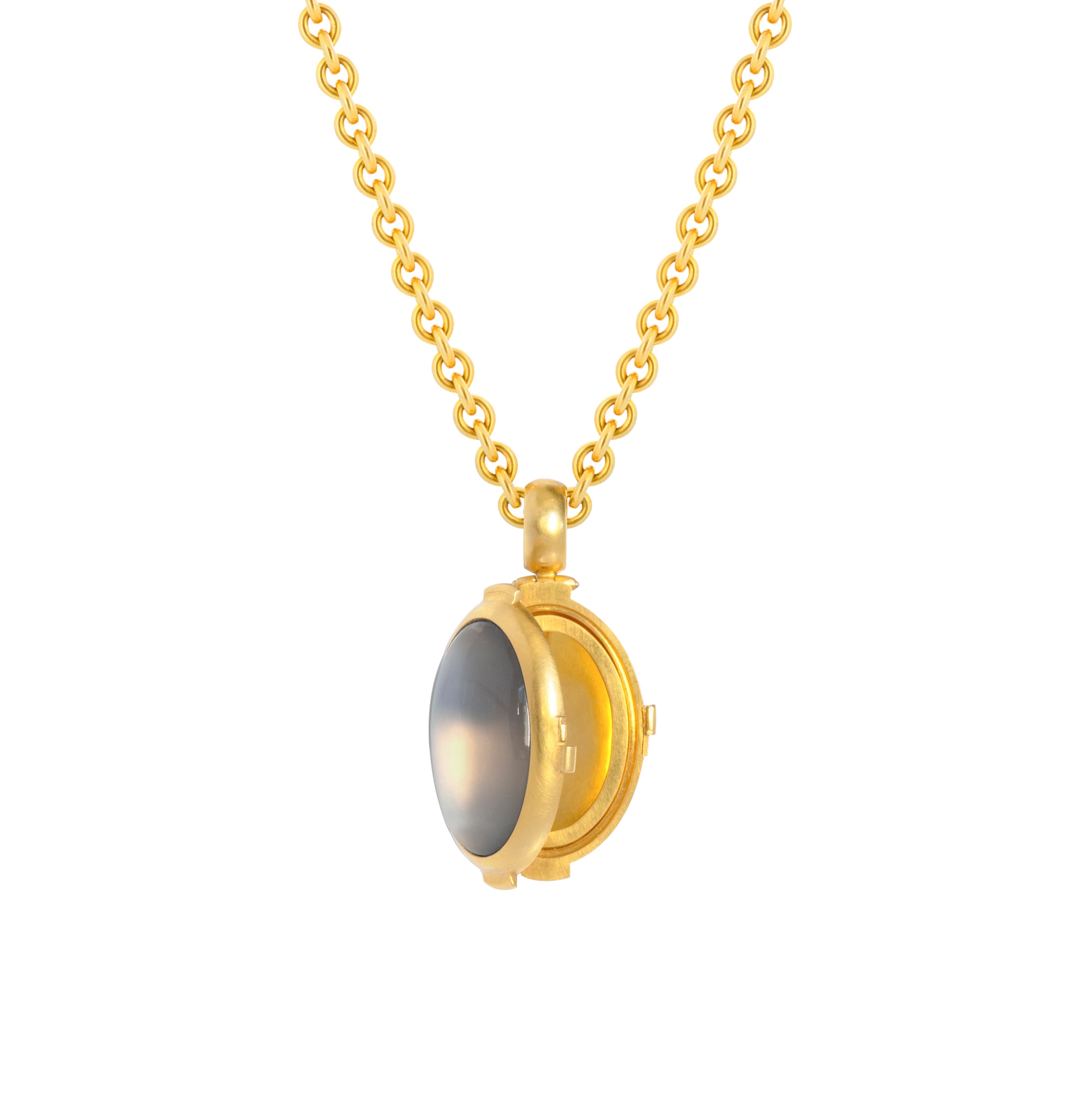 Medaillon 750 Gelbgold mit Mondstein Cabochon und Brillant