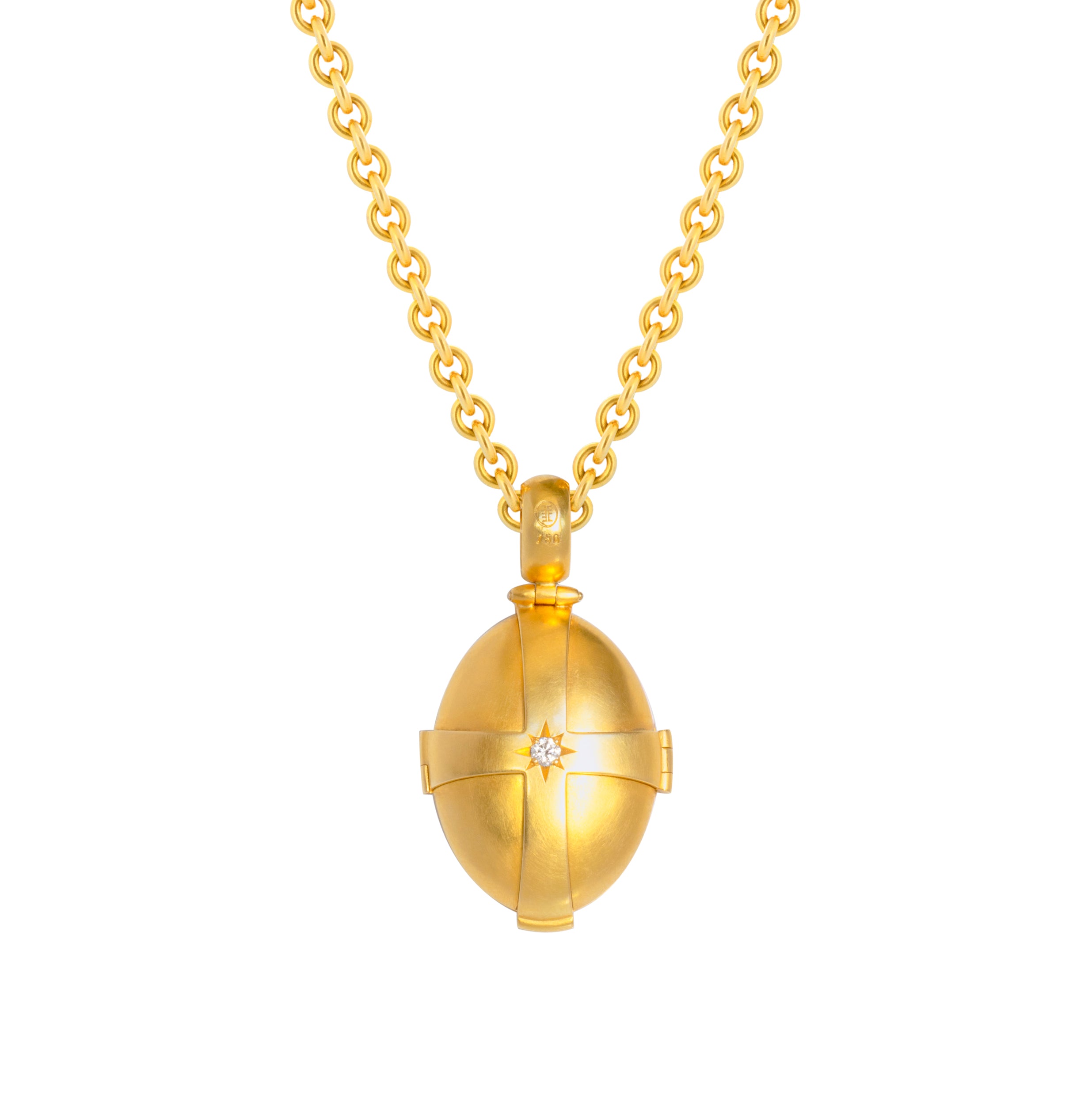 Medaillon 750 Gelbgold mit Mondstein Cabochon und Brillant – Bild 3