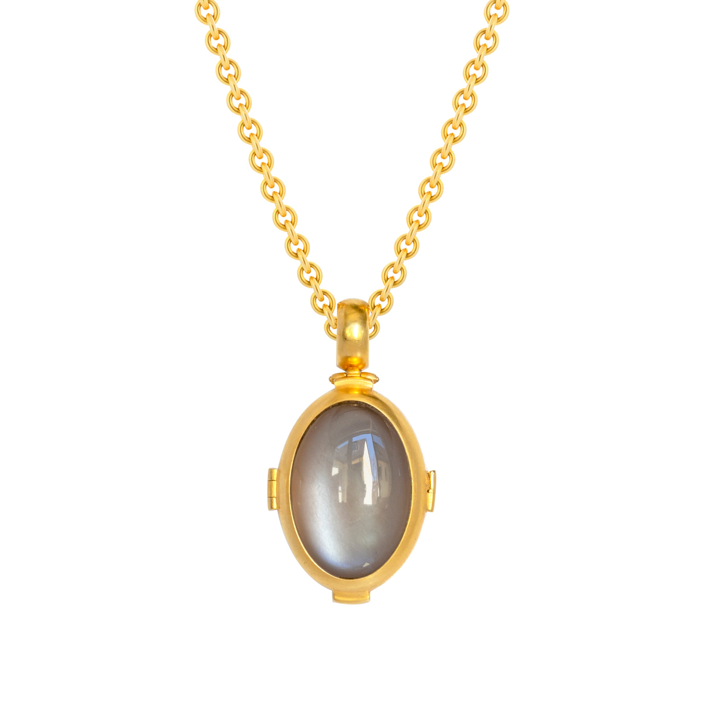 Medaillon 750 Gelbgold mit Mondstein Cabochon und Brillant – Bild 2