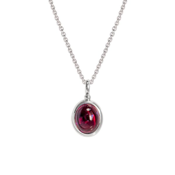 Anhänger 750 Weißgold mit Rubellit Cabochon