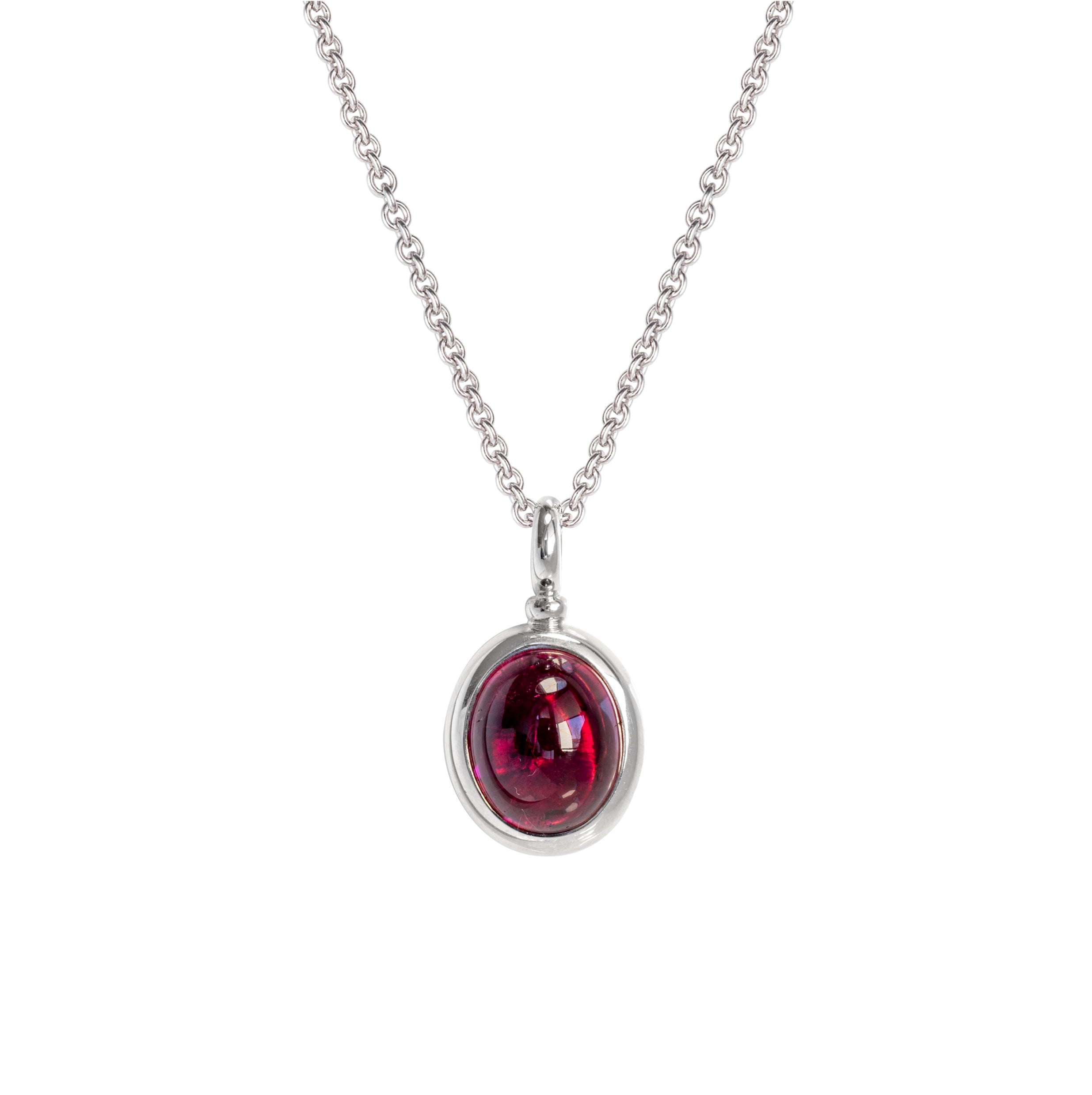 Anhänger 750 Weißgold mit Rubellit Cabochon