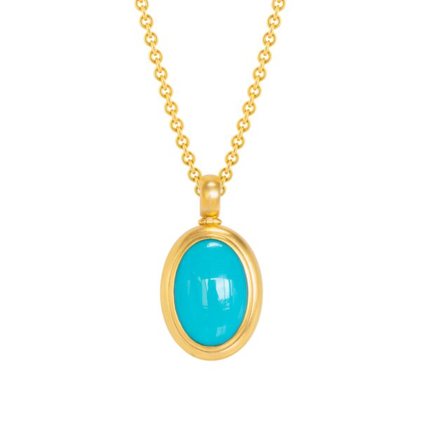 Medaillon 750 Gelbgold mit Türkis Cabochon