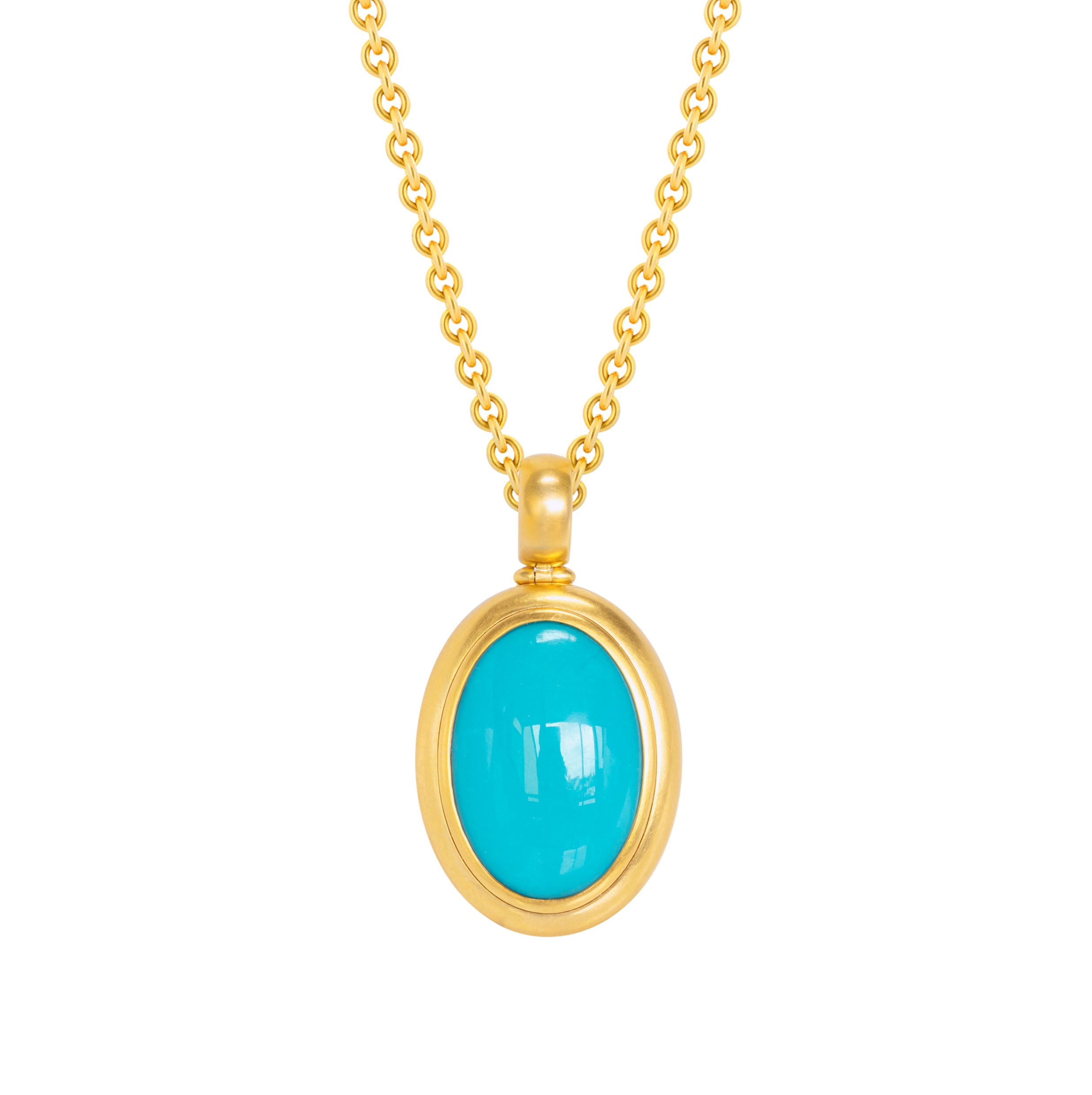 Medaillon 750 Gelbgold mit Türkis Cabochon