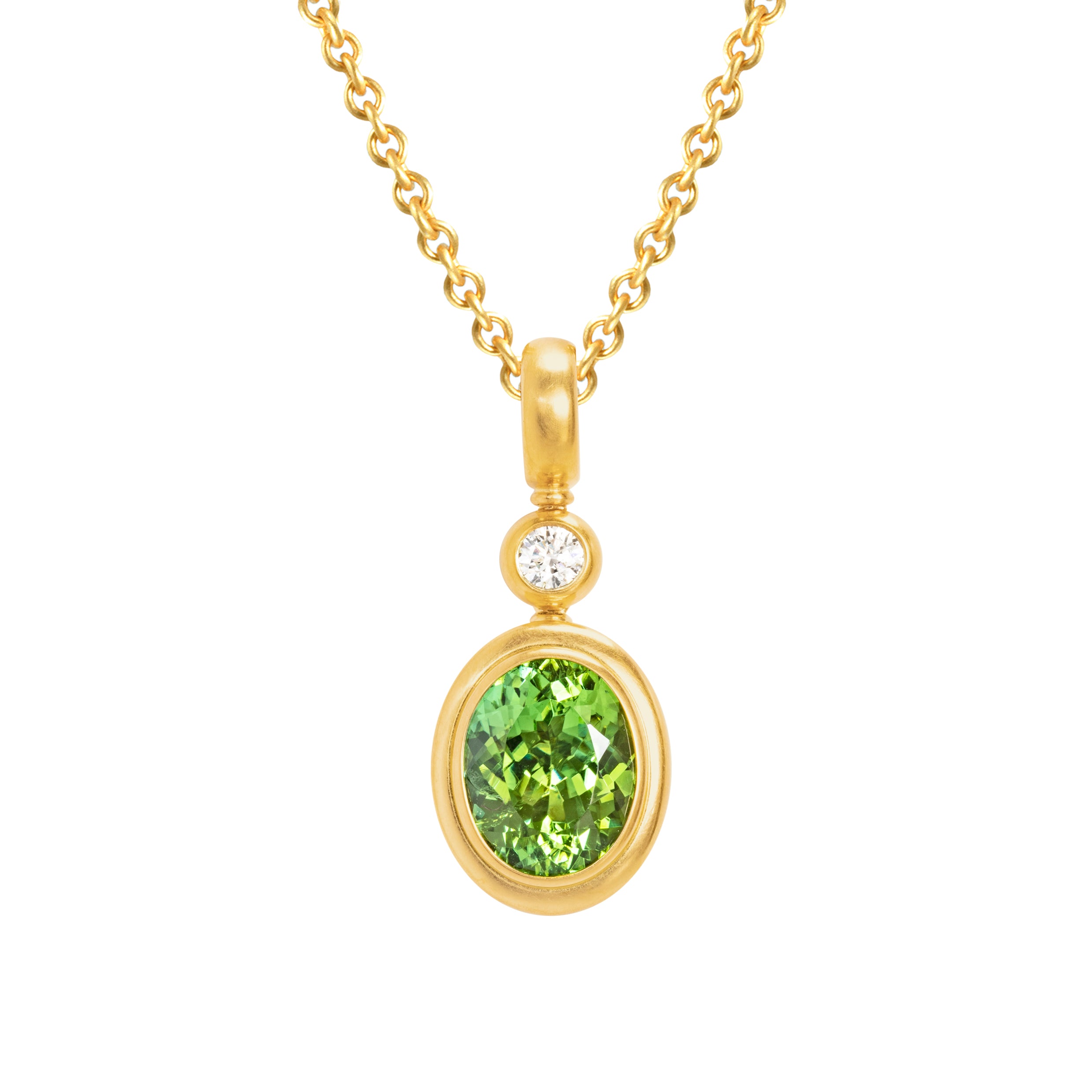 Anhänger 750 Gelbgold mit Brillant und Turmalin