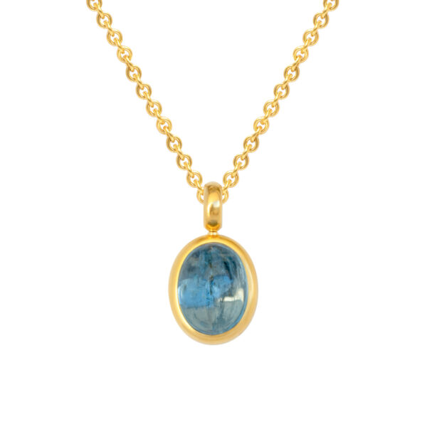 Anhänger 750 Gelbgold mit Aquamarin Cabochon