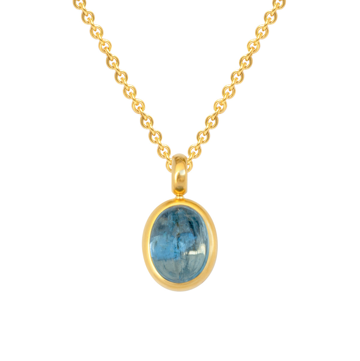 Anhänger 750 Gelbgold mit Aquamarin Cabochon