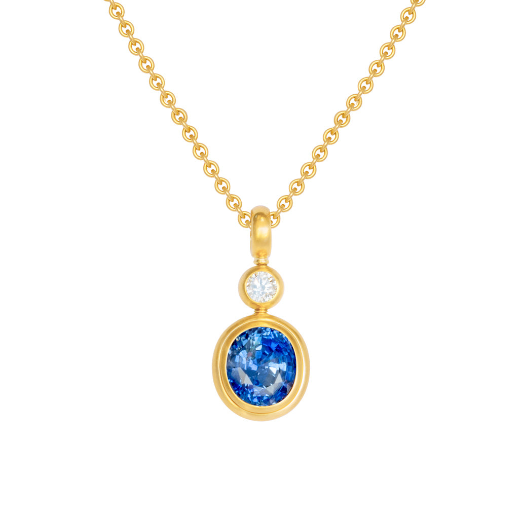 Anhänger 750 Gelbgold mit Brillant und Saphir