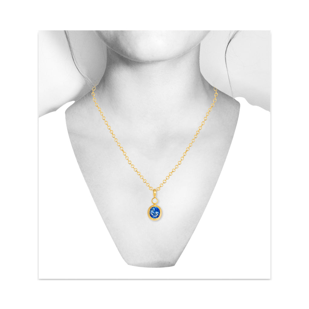 Anhänger 750 Gelbgold mit Brillant und Saphir – Bild 2
