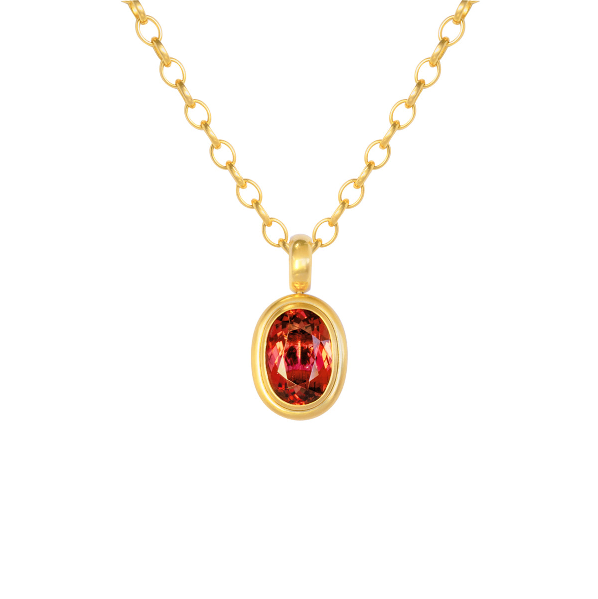 Anhänger 750 Gelbgold mit Rubellit
