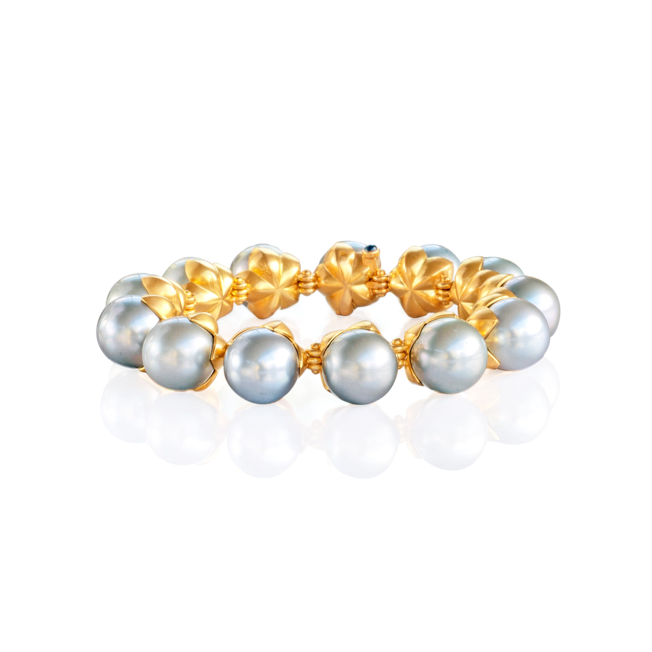 Armband 750 Gelbgold mit 13 Tahitiperlen