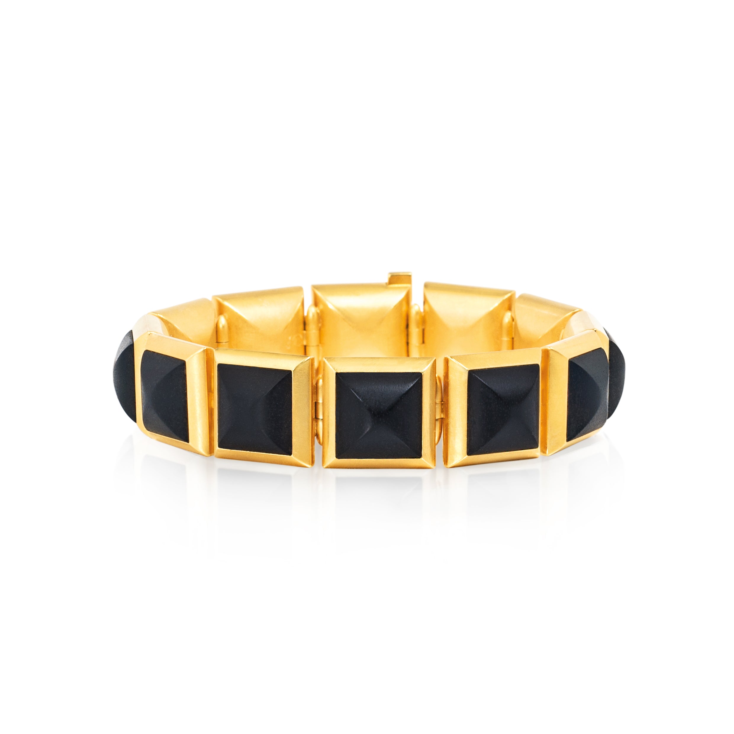 Armband 750 Gelbgold mit 12 Ebenholzkissen