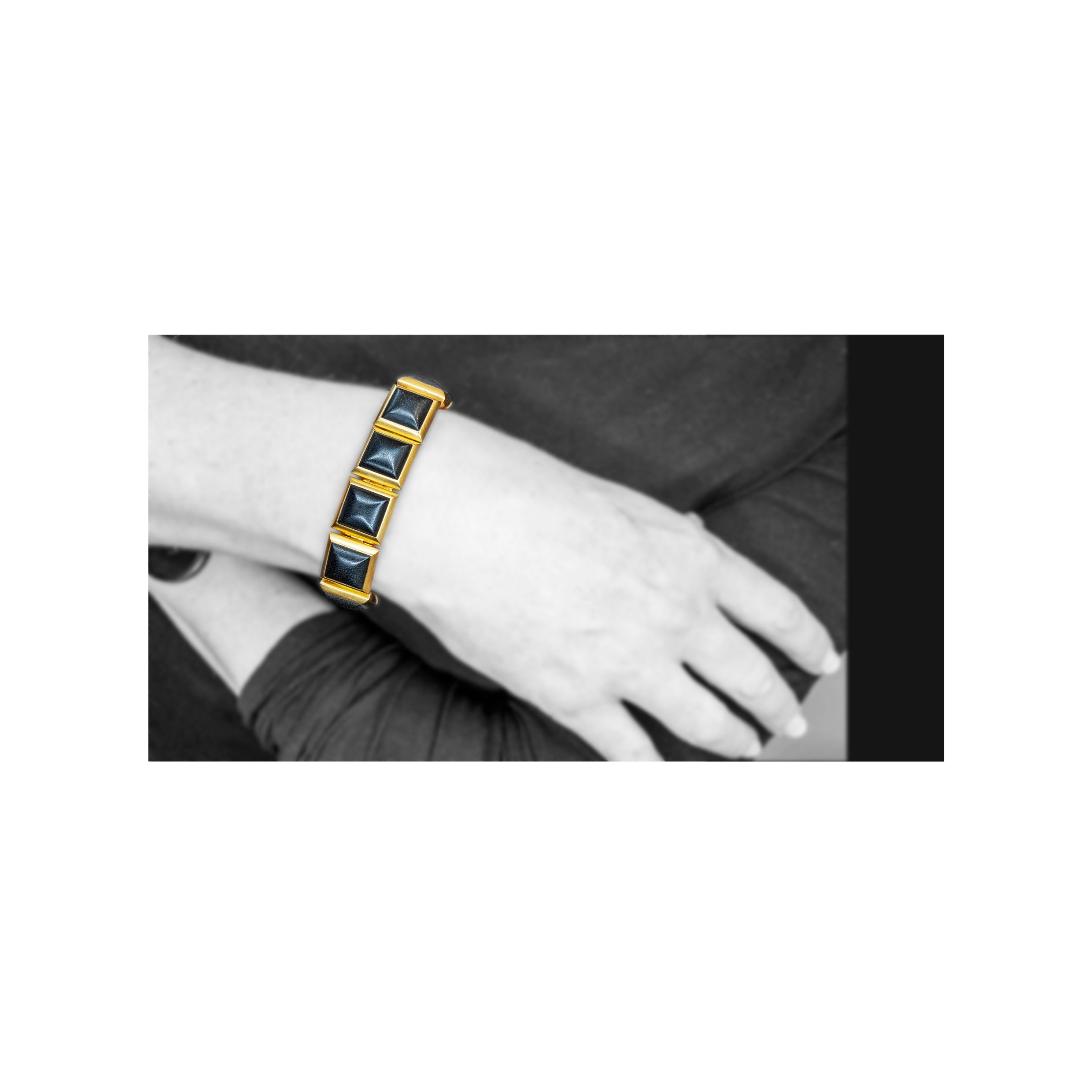 Armband 750 Gelbgold mit 12 Ebenholzkissen - Image 2