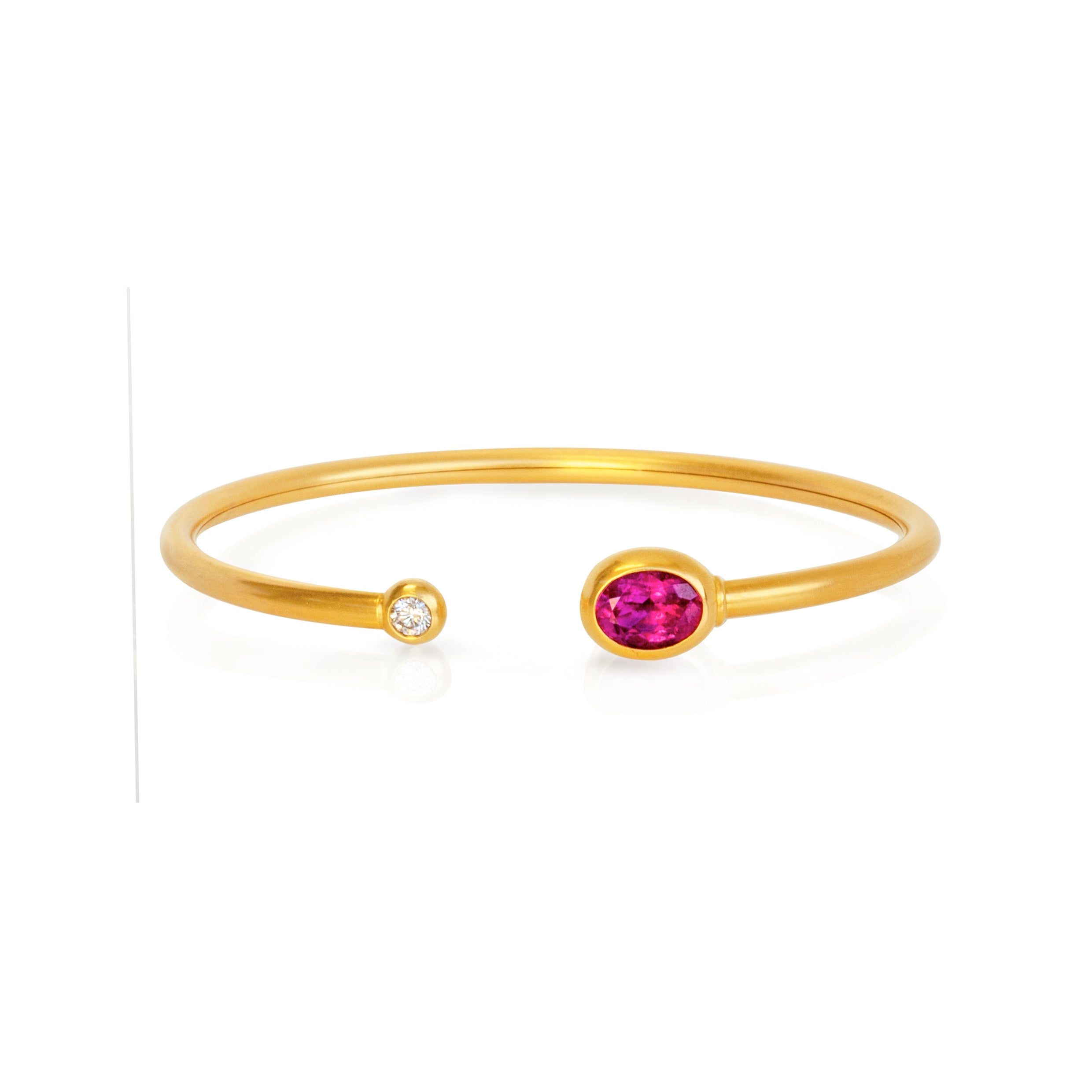 Armreif 750 Gelbgold mit Brillant und Rubellit