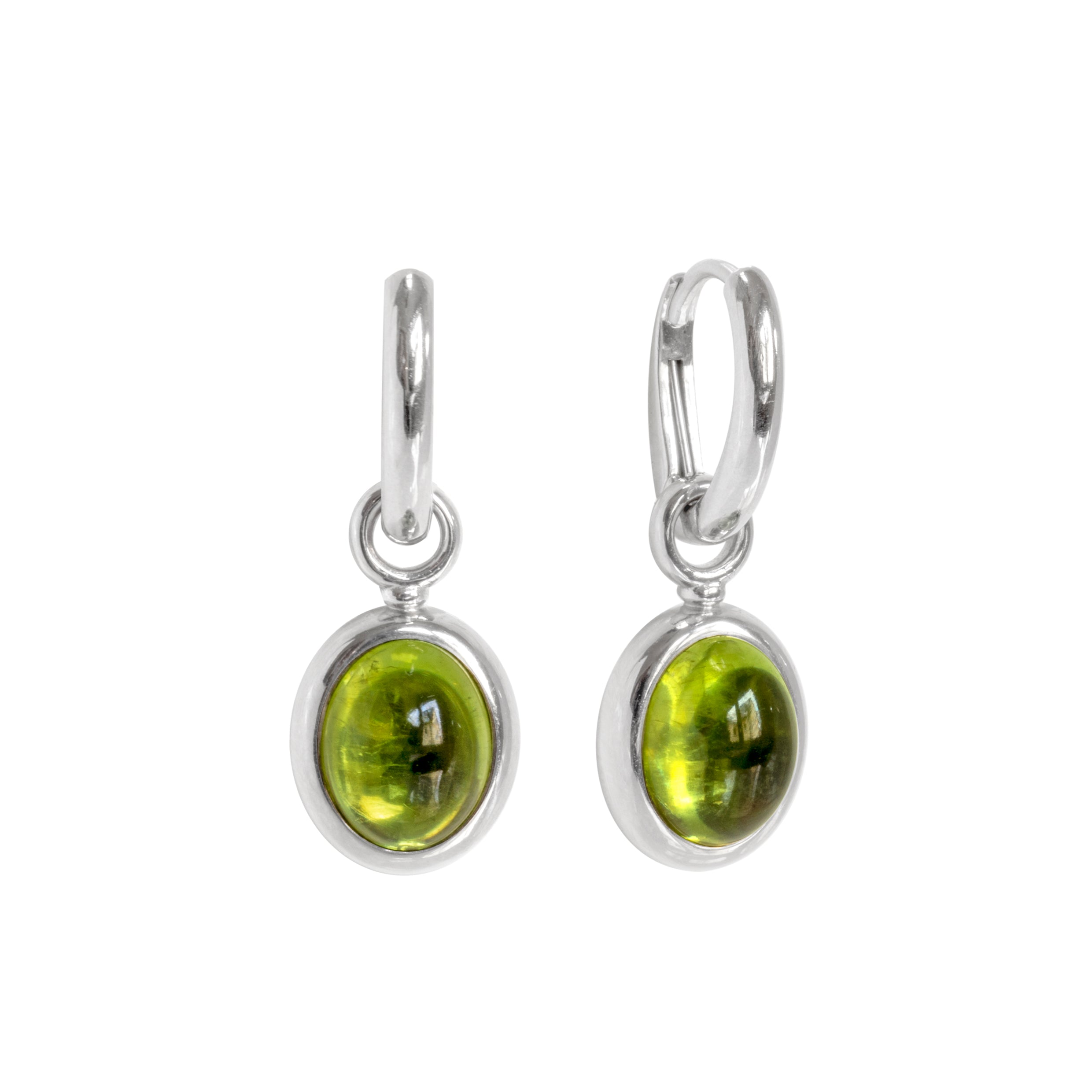 Klappcreolen "Wiener Brisur" 750 Weißgold mit Peridot Einhängern