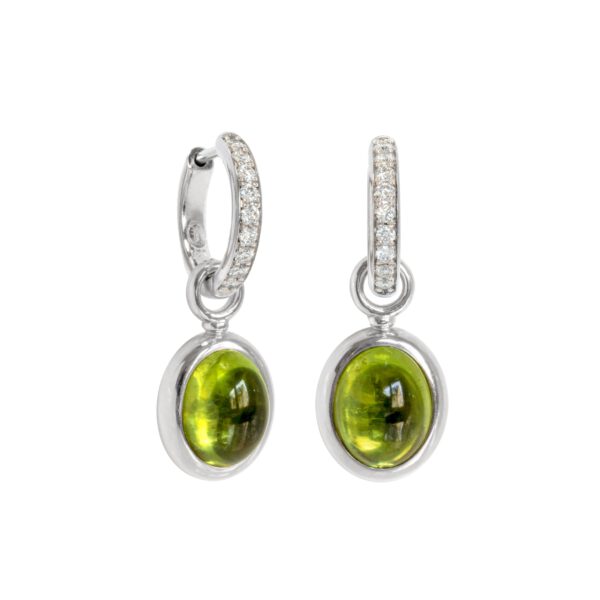 Klappcreolen 750 Weißgold mit Brillanten und Peridot Einhängern