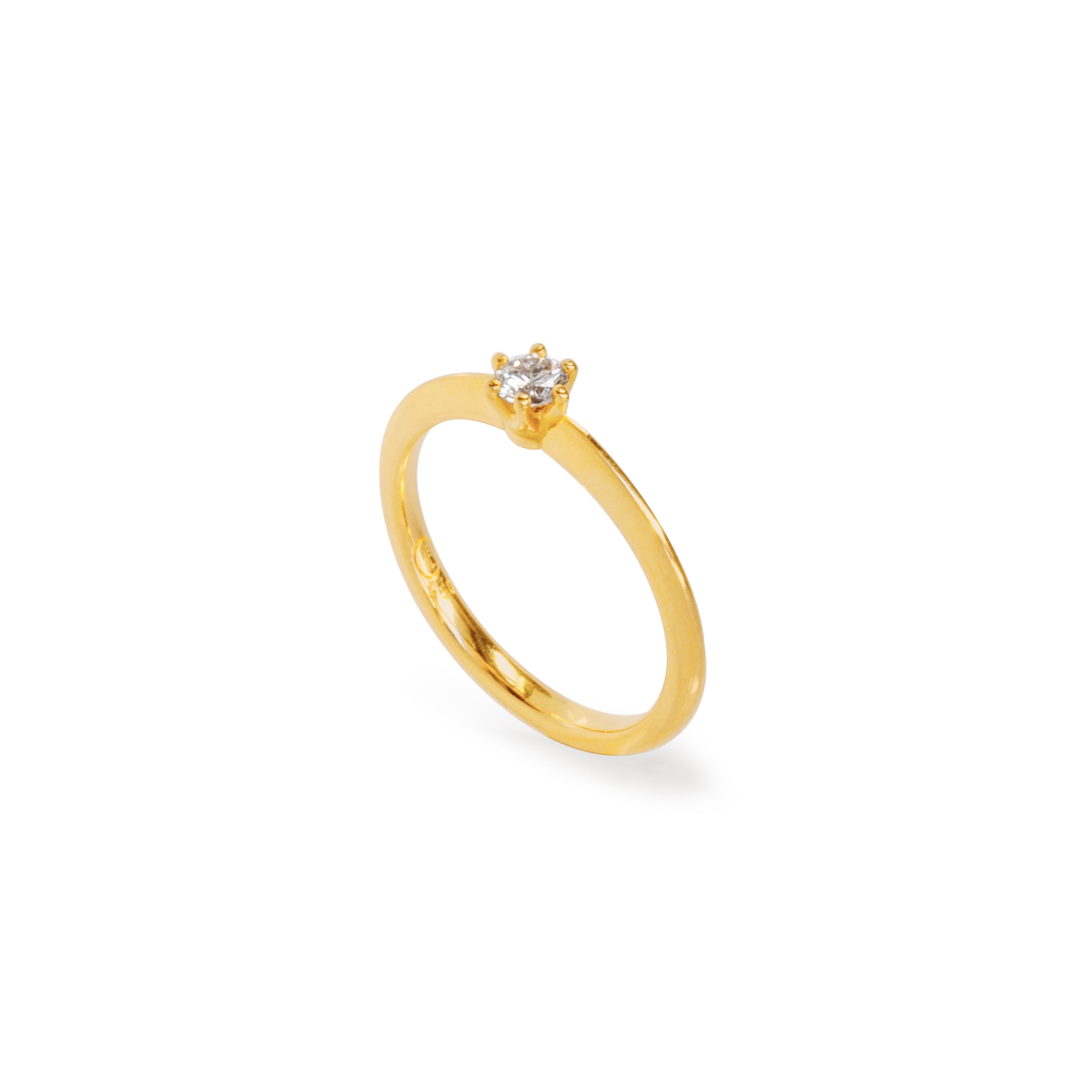Solitärring 750 Gelbgold mit einem Brillant